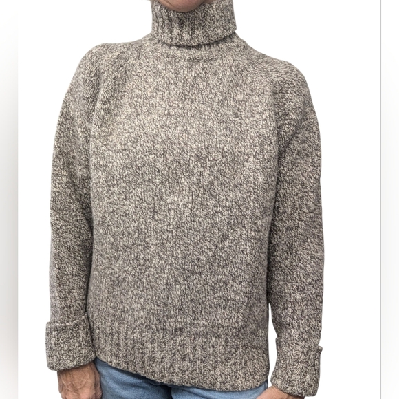 Y2K Express Wool Blend Turtleneck Sweater Gray Marled Chunky Knit Size Large - Picture 1 of 8
